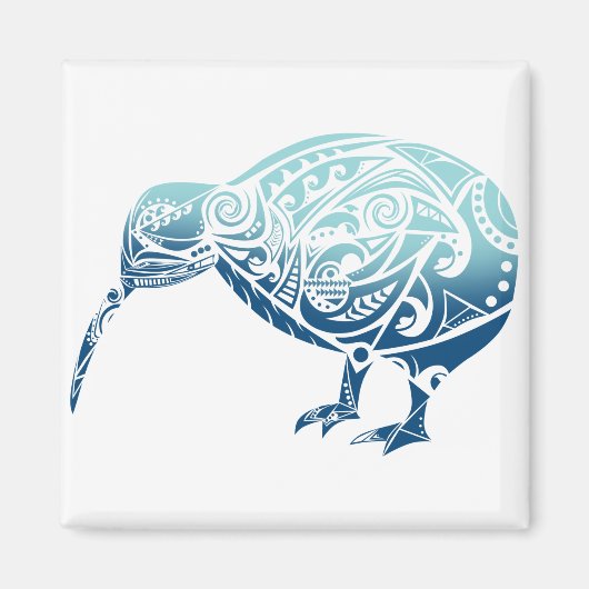 Maori Kiwi Vogelblauw - cadeau idee Magneet (Voorkant)
