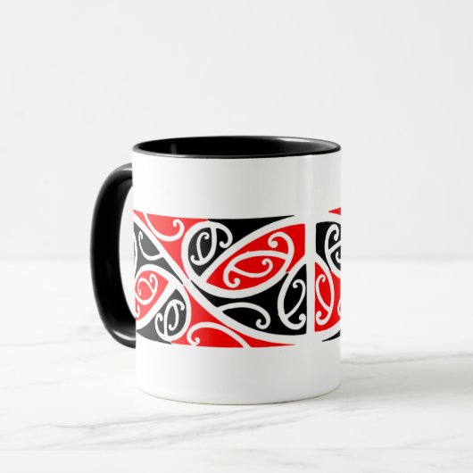 Maori Kowhaiwhai Pattern 1 - Mok (Voorkant links)