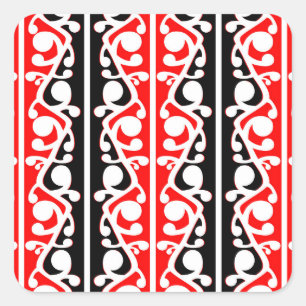 Maori Kowhaiwhai Traditioneel Patroon Vierkante Sticker