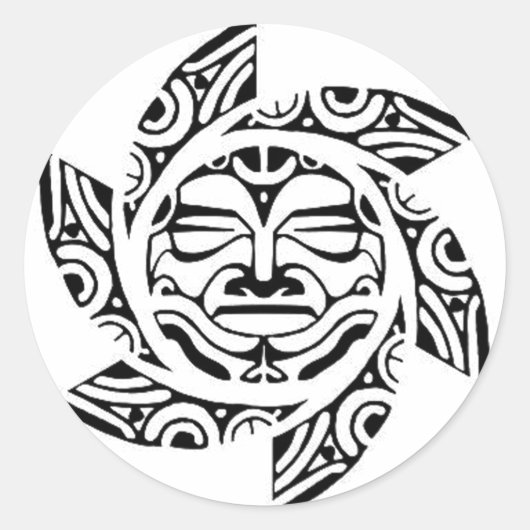 Maori Mask Ronde Sticker (Voorkant)