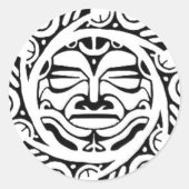 Maori Mask Ronde Sticker (Voorkant)