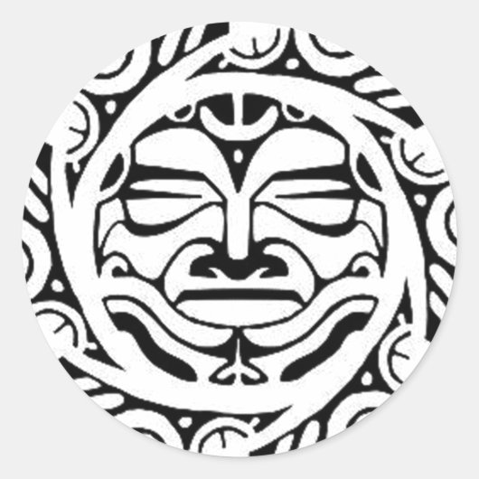 Maori Mask Ronde Sticker (Voorkant)