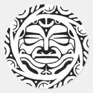 Maori Mask Ronde Sticker