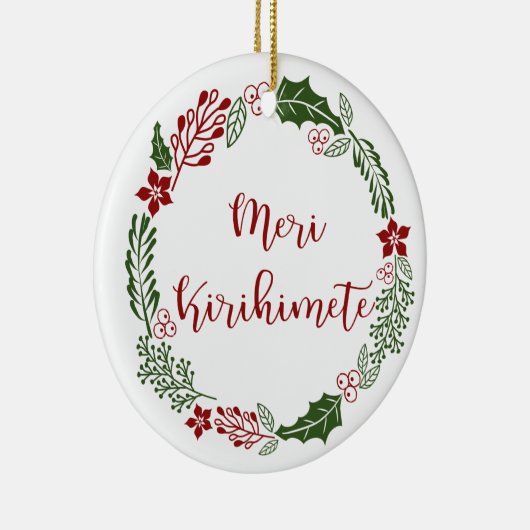 Māori Merry Kerstmis Wreath, Meri Kirihimete Keramisch Ornament (Rechts)