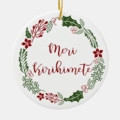 Māori Merry Kerstmis Wreath, Meri Kirihimete Keramisch Ornament (Voorkant)