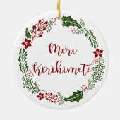 Māori Merry Kerstmis Wreath, Meri Kirihimete Keramisch Ornament (Achterkant)