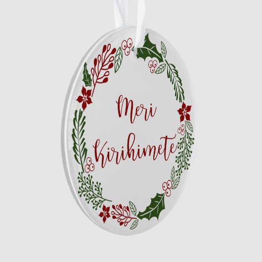Māori Merry Kerstmis Wreath, Meri Kirihimete Ornament (voorkant)