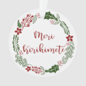 Māori Merry Kerstmis Wreath, Meri Kirihimete Ornament (voorkant)
