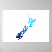 Maori New Zealand Map Tribal Tattoo Gift Idea Poster (Voorkant)