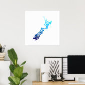 Maori New Zealand Map Tribal Tattoo Gift Idea Poster (Thuiskantoor)