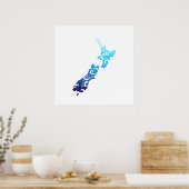 Maori New Zealand Map Tribal Tattoo Gift Idea Poster (Keuken)
