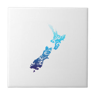 Maori New Zealand Map Tribal Tattoo Gift Idea Tegeltje