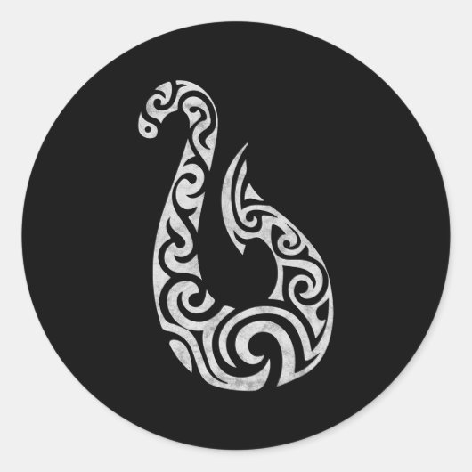 Maori New Zealand Polynesian Fish Hook Charm Ronde Sticker (Voorkant)