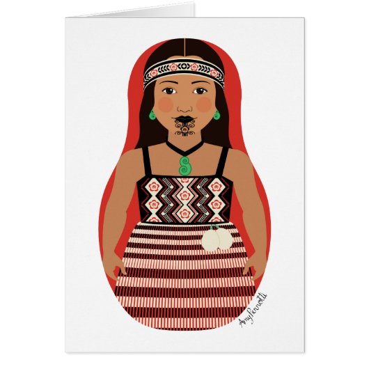 Māori, New Zealander Matryoshka Kaart (Voorkant)