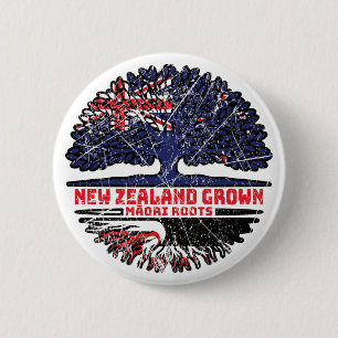 Maori New Zealander New Zealand Tree Roots Flag Ronde Button 5,7 Cm
