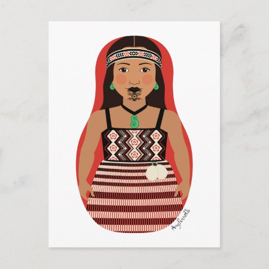 Māori, Nieuw-Zealander Matryoshka Briefkaart (Voorkant)
