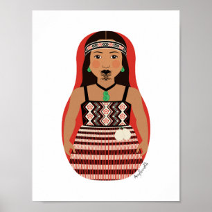 Māori, Nieuw-Zealander Matryoshka Poster