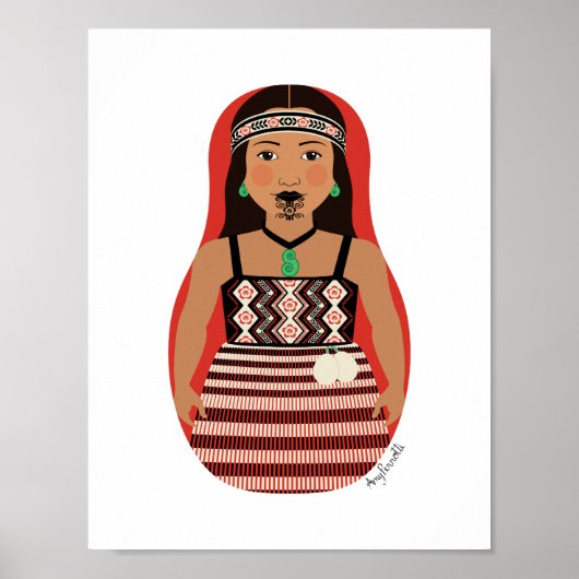 Māori, Nieuw-Zeelandse Matroesjka Poster (Voorkant)