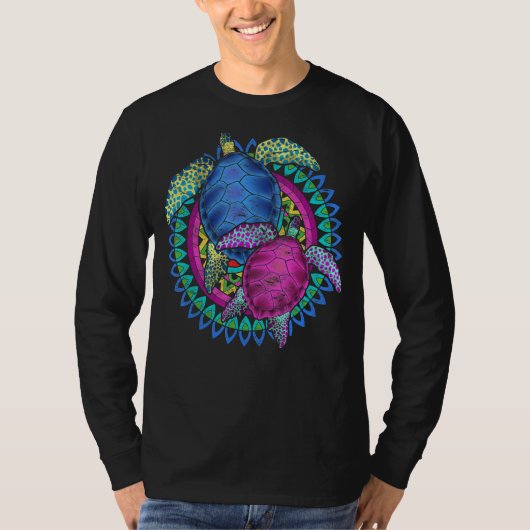 Maori Ocean Animal Polynesian Tribal Mandala Hawai T-shirt (Voorkant)