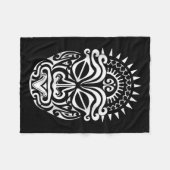 Maori Polynesiaans Tattoo Haka Dance Face Mask Hea Fleece Deken (Voorkant (Horizontaal))