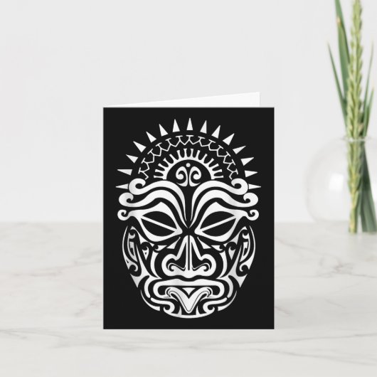 Maori Polynesiaans Tattoo Haka Dance Face Mask Hea Kaart (Voorkant)