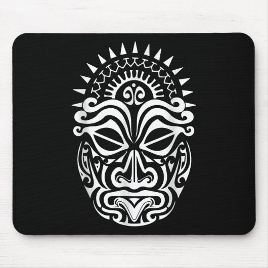 Maori Polynesiaans Tattoo Haka Dance Face Mask Hea Muismat (Voorkant)