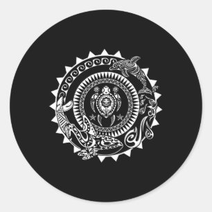 Maori Polynesiaans Tattoo Orca Dolphin Turtle Scub Ronde Sticker