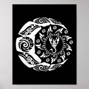 Maori Polynesiaans Tattoo Scorpion Scorpion Zodiac Poster