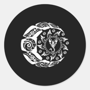 Maori Polynesiaans Tattoo Scorpion Scorpion Zodiac Ronde Sticker