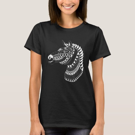 Maori Polynesian Tattoo Zebra Horse Quilted Zebra T-shirt (Voorkant)