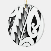 Maori silverfern tattoo patroon met ijzerbladeren keramisch ornament (Links)