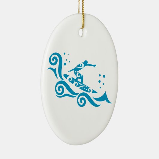 Maori Surfer met Waves Gift Idee Keramisch Ornament (Rechts)