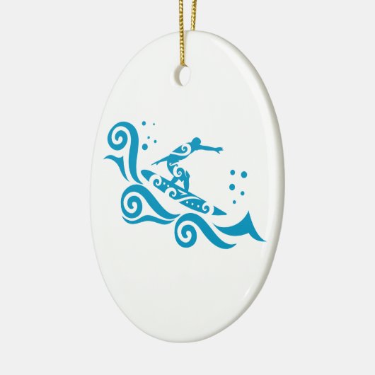 Maori Surfer met Waves Gift Idee Keramisch Ornament (Links)