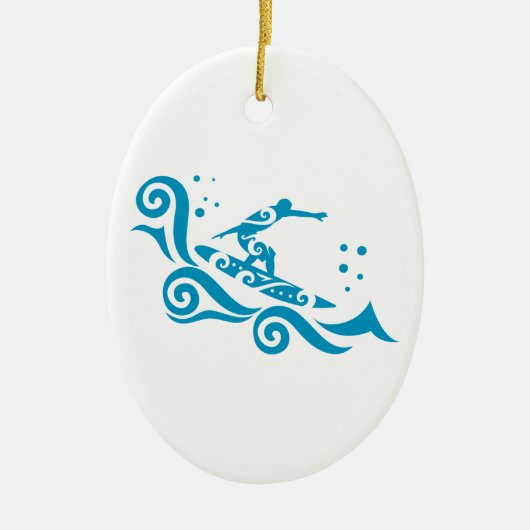 Maori Surfer met Waves Gift Idee Keramisch Ornament (Voorkant)