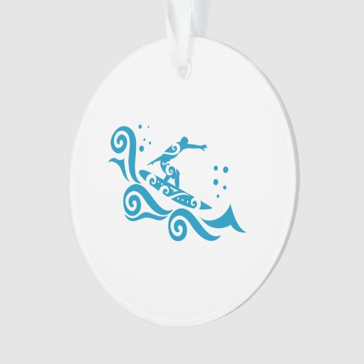 Maori Surfer met Waves Gift Idee Ornament (voorkant)