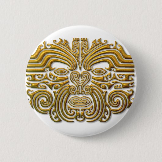 Maori Tattoo - Gold Ronde Button 5,7 Cm (Voorkant)