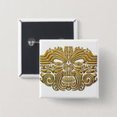 Maori Tattoo - Gold Vierkante Button 5,1 Cm (Voorkant /achterkant)
