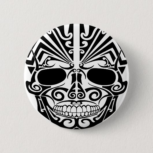 Maori Tattoo Masker Ronde Button 5,7 Cm (Voorkant)
