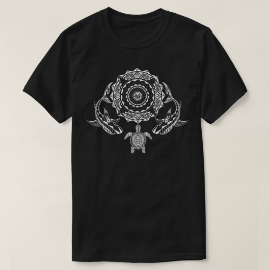 Maori Tattoo Polynesiaanse Tribale Shark Turtle T-shirt (Design voorkant)