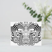 Maori-Tattoo - zwart en wit Briefkaart (Staand voorkant)