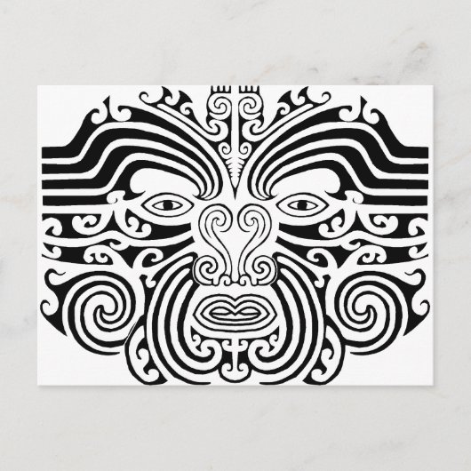 Maori-Tattoo - zwart en wit Briefkaart (Voorkant)