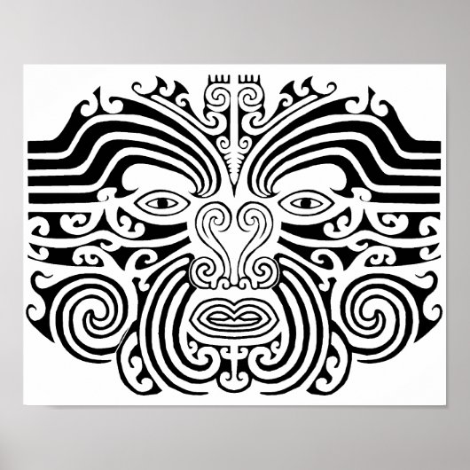 Maori-Tattoo - zwart en wit Poster (Voorkant)