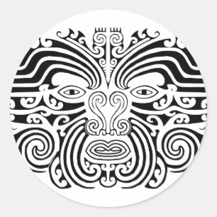 Maori-Tattoo - zwart en wit Ronde Sticker