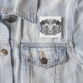 Maori-Tattoo - zwart en wit Vierkante Button 5,1 Cm (In situ)