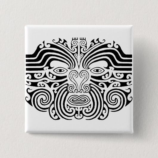 Maori-Tattoo - zwart en wit Vierkante Button 5,1 Cm (Voorkant)