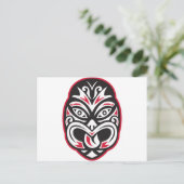 maori tiki moko tattoo mask briefkaart (Staand voorkant)