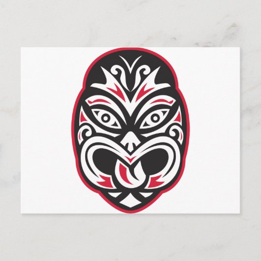 maori tiki moko tattoo mask briefkaart (Voorkant)