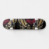 Maori Traditioneel moko-ontwerp in rood en geel Skateboard (Horizontaal)