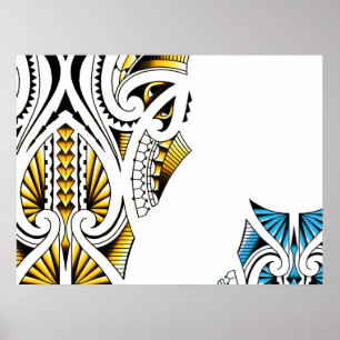 Maori tribal tattoo artwork poster