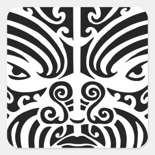 Maori Tribal Tattoo Mask Vierkante Sticker (Voorkant)